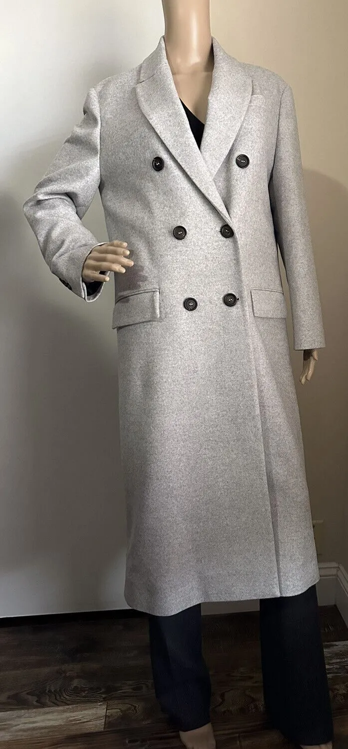 New $7495 Brunello Cucinelli Water Resistant Wool Blend Coat Pebbl Gray 40/4