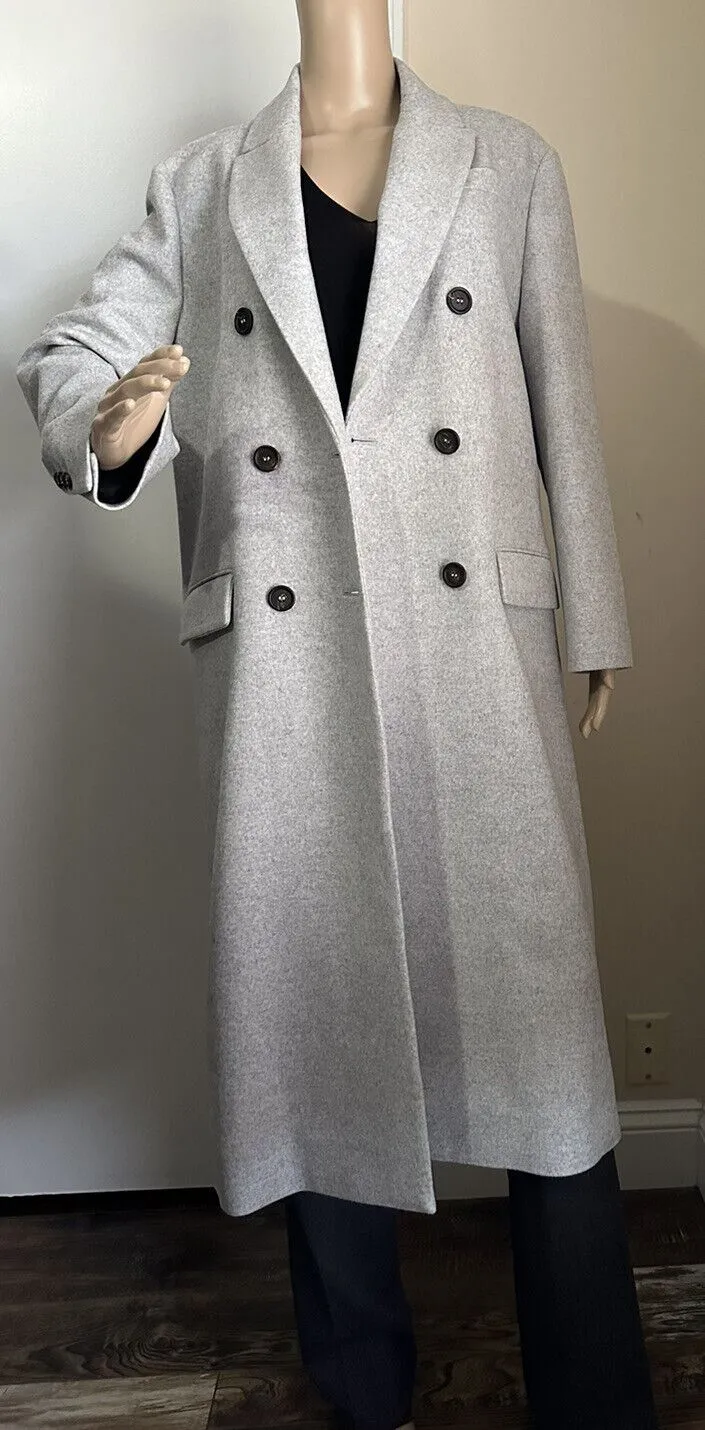 New $7495 Brunello Cucinelli Water Resistant Wool Blend Coat Pebbl Gray 40/4