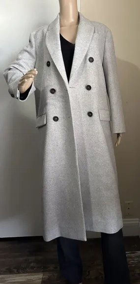 New $7495 Brunello Cucinelli Water Resistant Wool Blend Coat Pebbl Gray 40/4