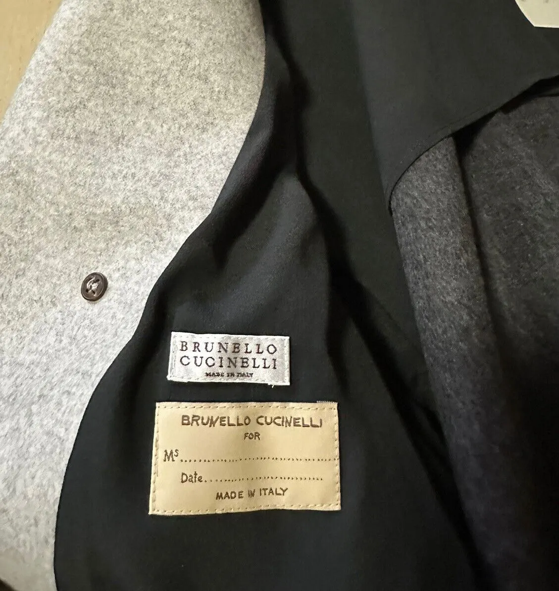 New $7495 Brunello Cucinelli Water Resistant Wool Blend Coat Pebbl Gray 40/4