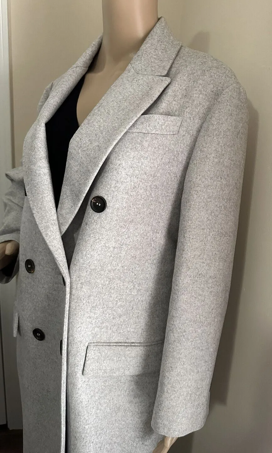 New $7495 Brunello Cucinelli Water Resistant Wool Blend Coat Pebbl Gray 40/4