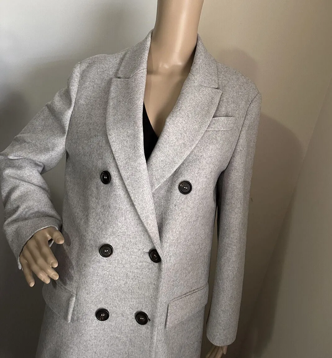 New $7495 Brunello Cucinelli Water Resistant Wool Blend Coat Pebbl Gray 40/4