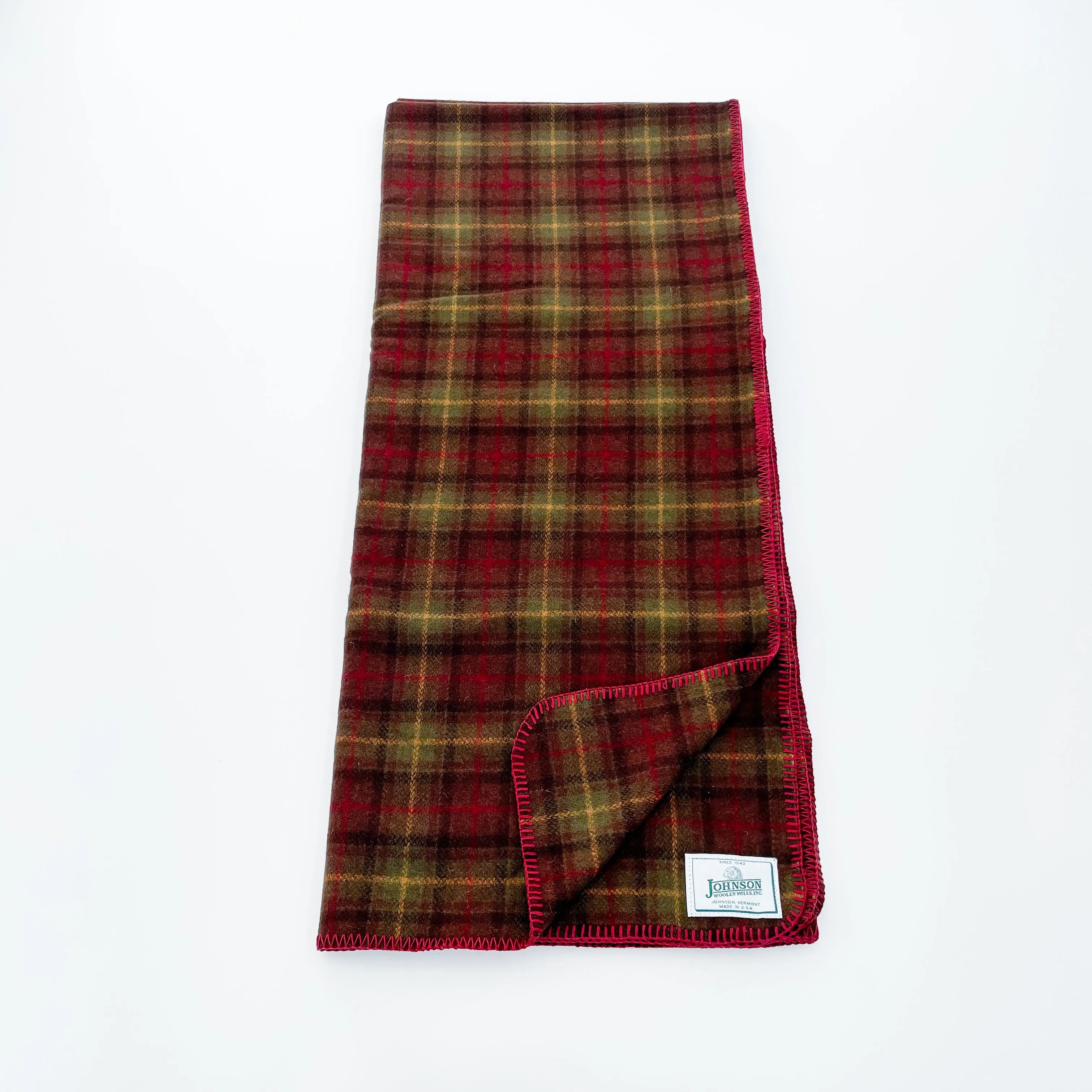 Norris Wool Throw - Olive & Brown Plaid