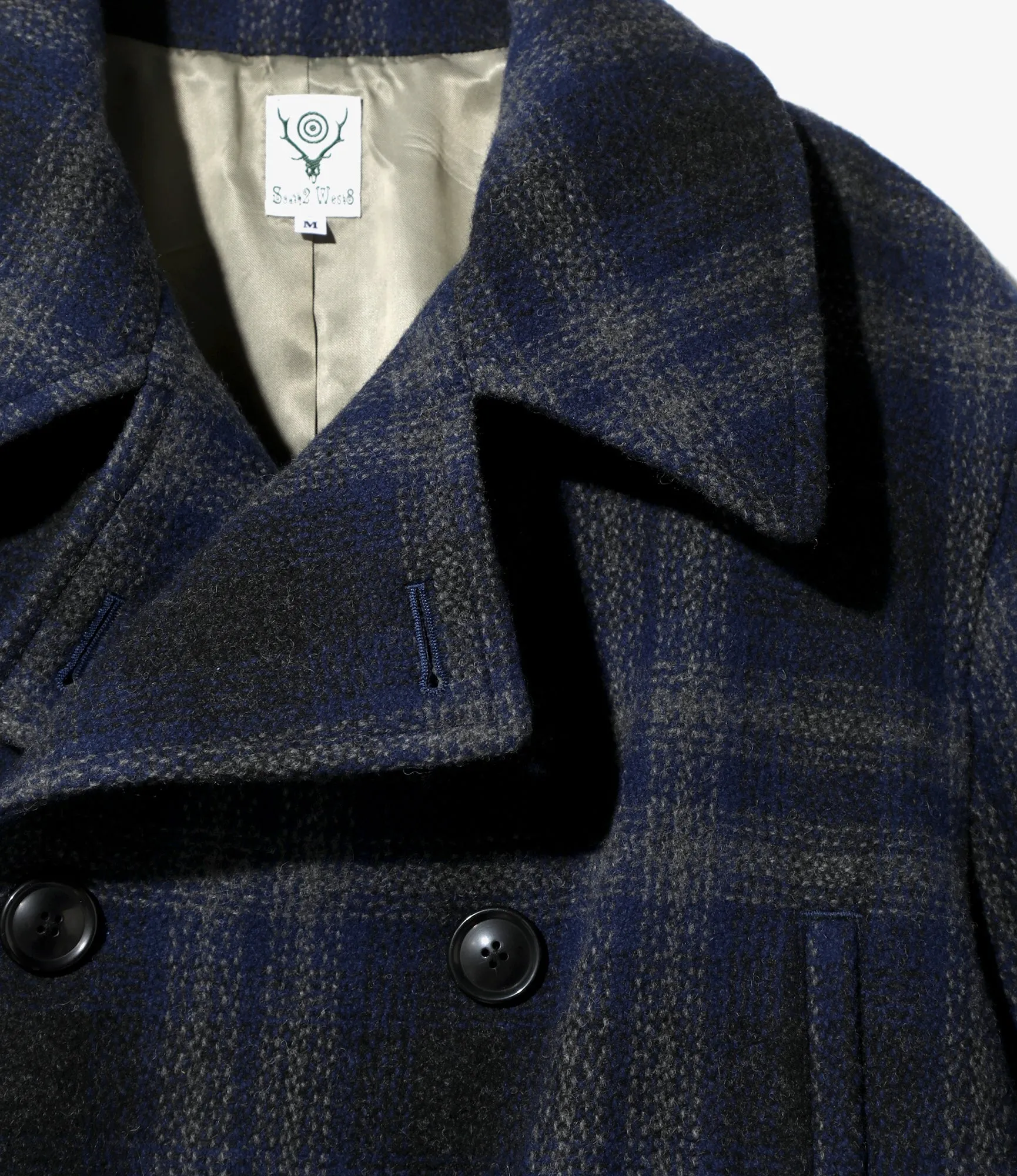Pea Coat - Navy - W/N Melton Ombre Plaid