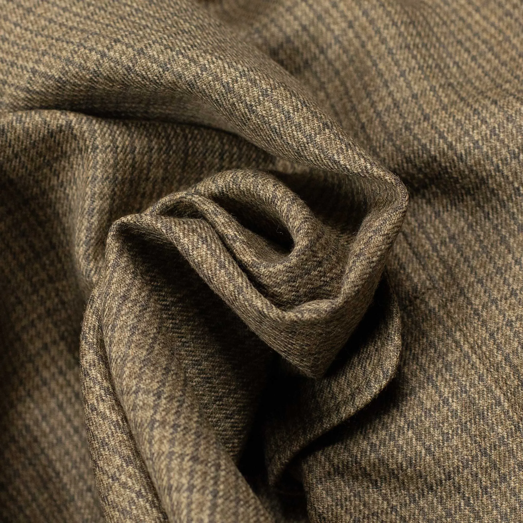 Reversible Short Walker coat in khaki cotton twill and wool gunclub check