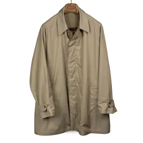 Reversible Short Walker coat in khaki cotton twill and wool gunclub check