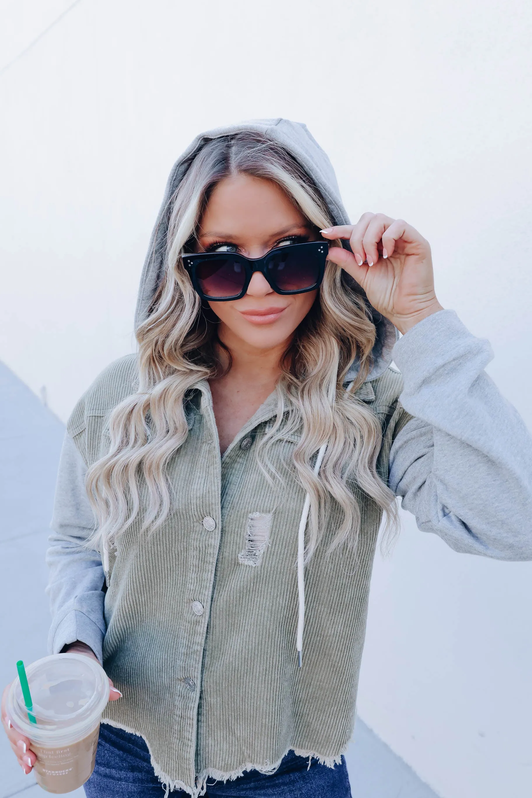 Rocky Denim Contrast Hoodie - Olive