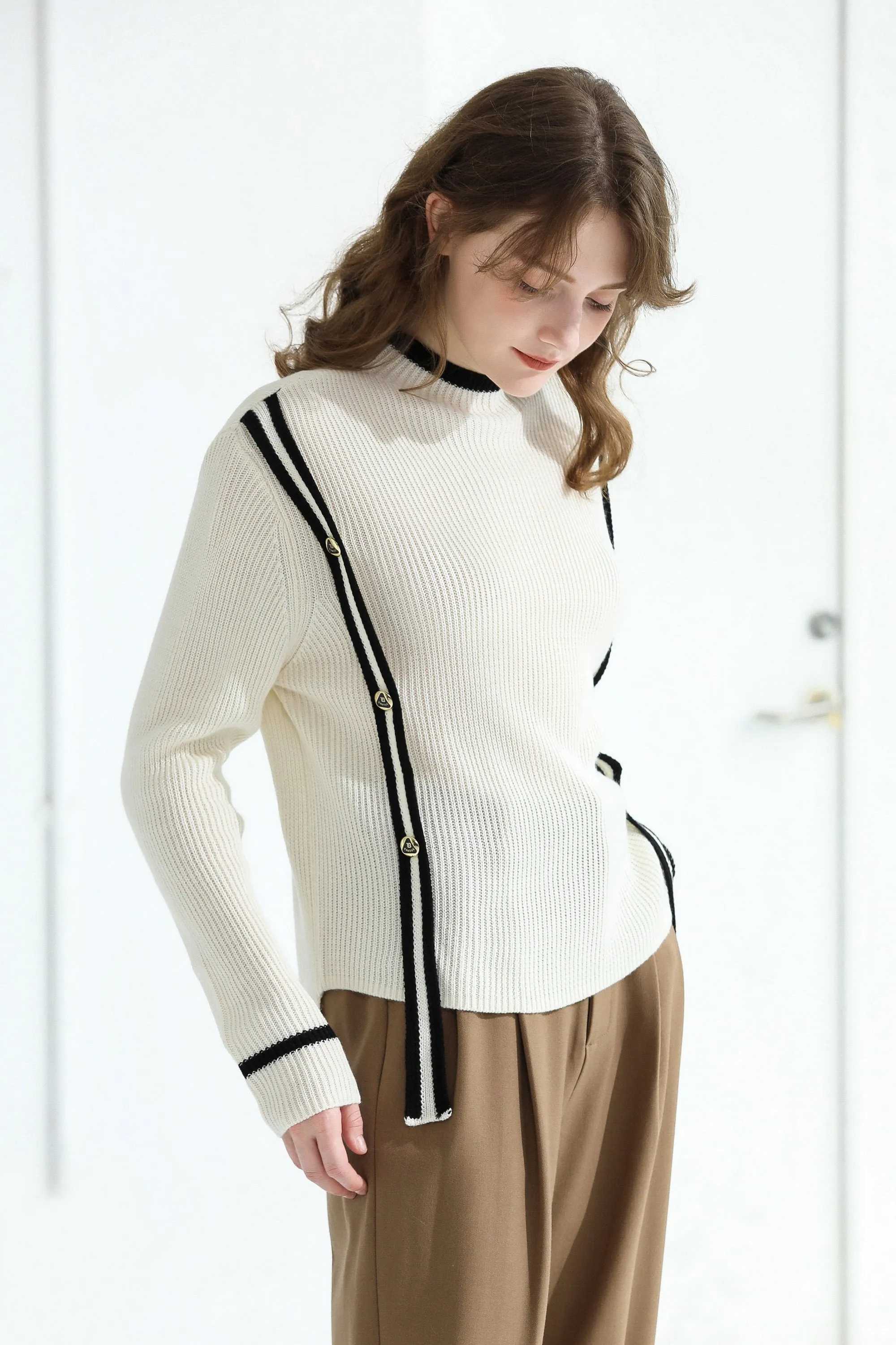 Sylphide | Enora Black Stripes Wool Sweater