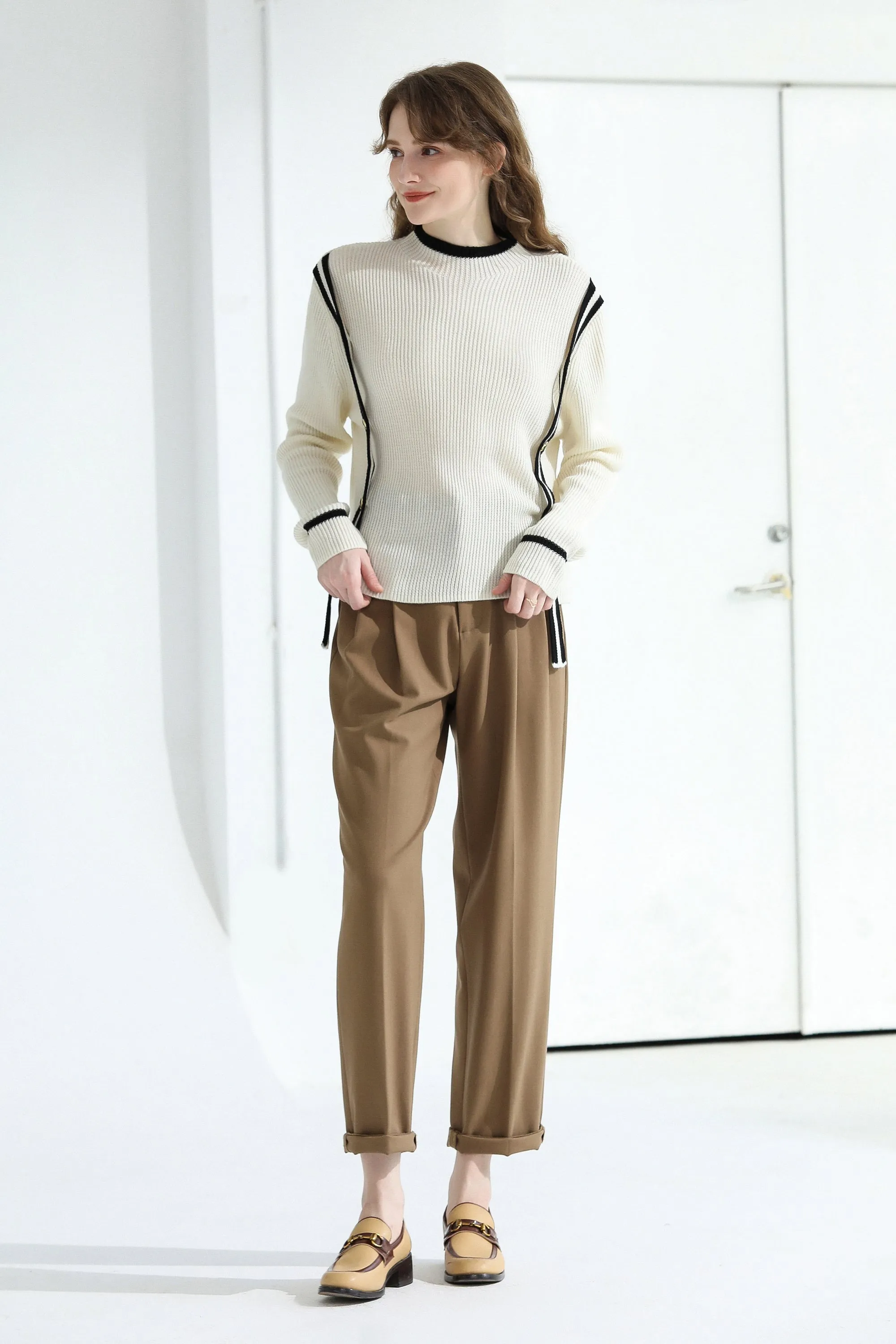 Sylphide | Enora Black Stripes Wool Sweater