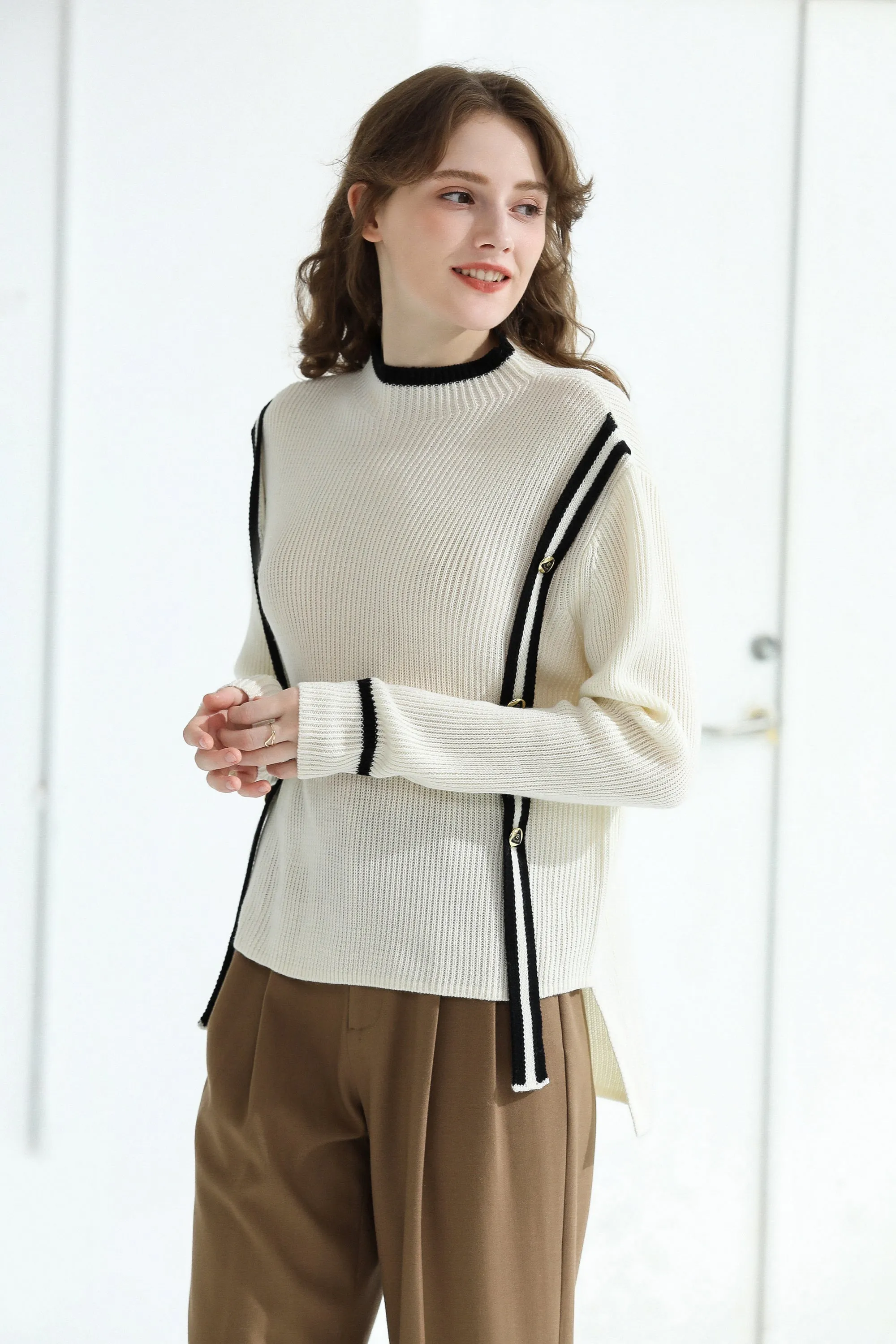 Sylphide | Enora Black Stripes Wool Sweater