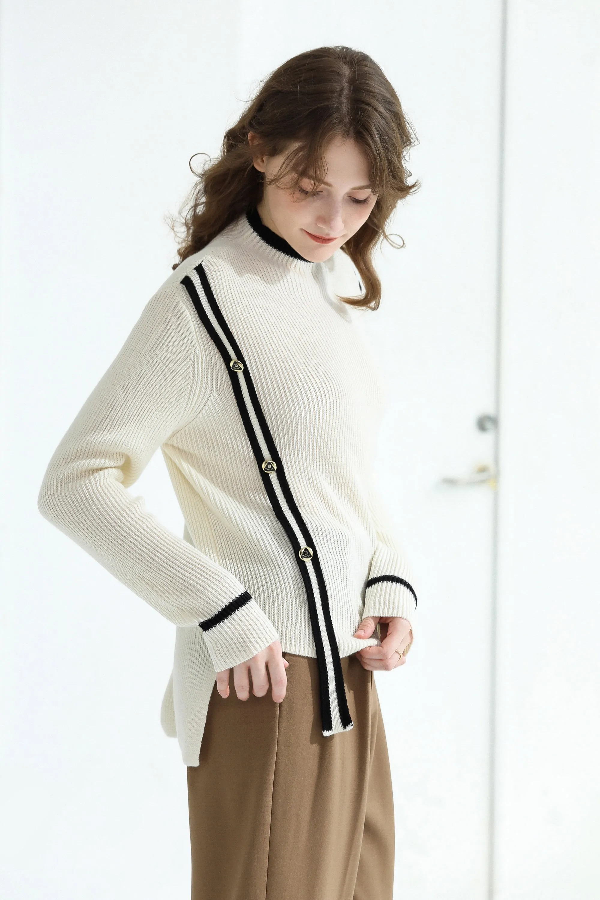 Sylphide | Enora Black Stripes Wool Sweater