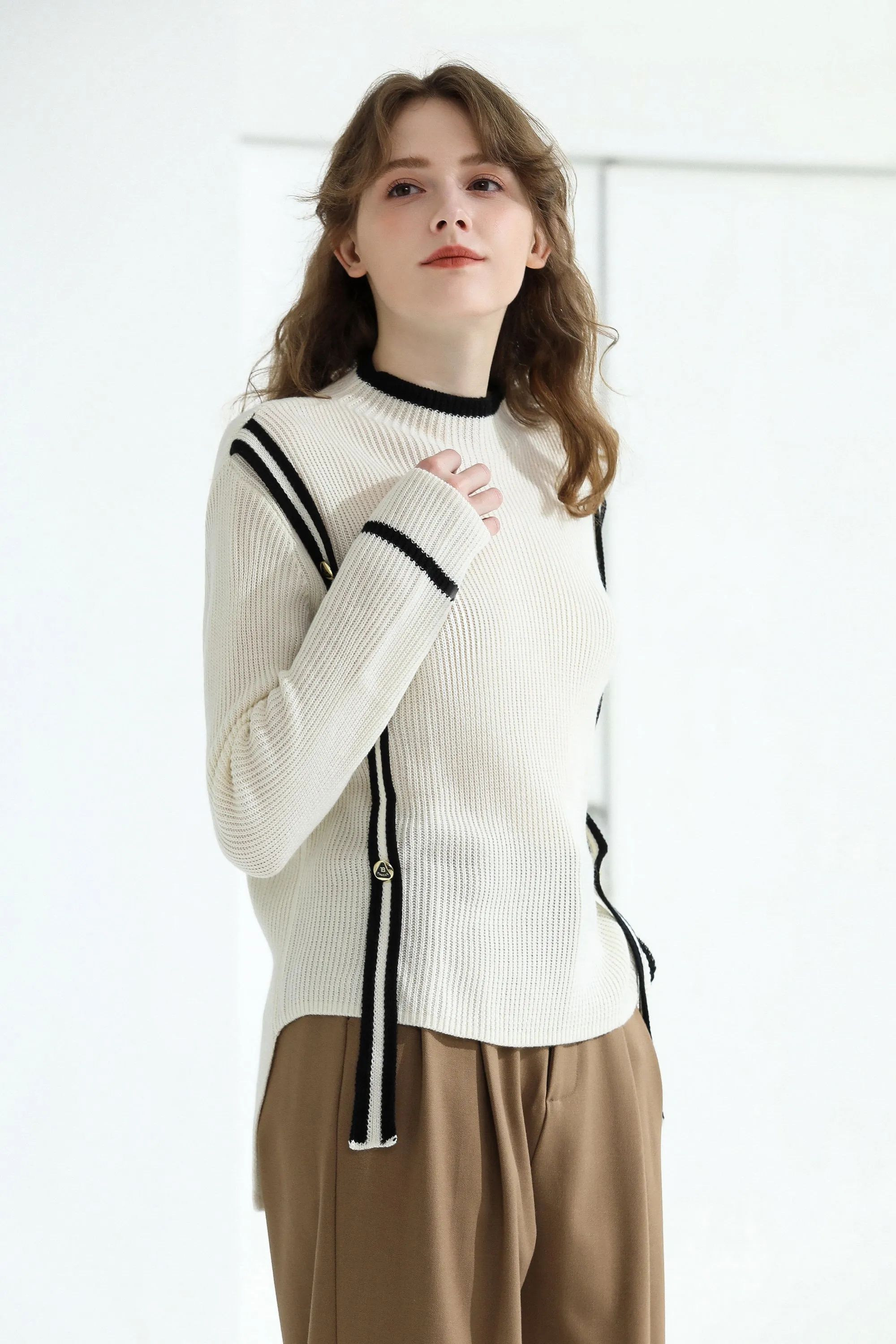 Sylphide | Enora Black Stripes Wool Sweater