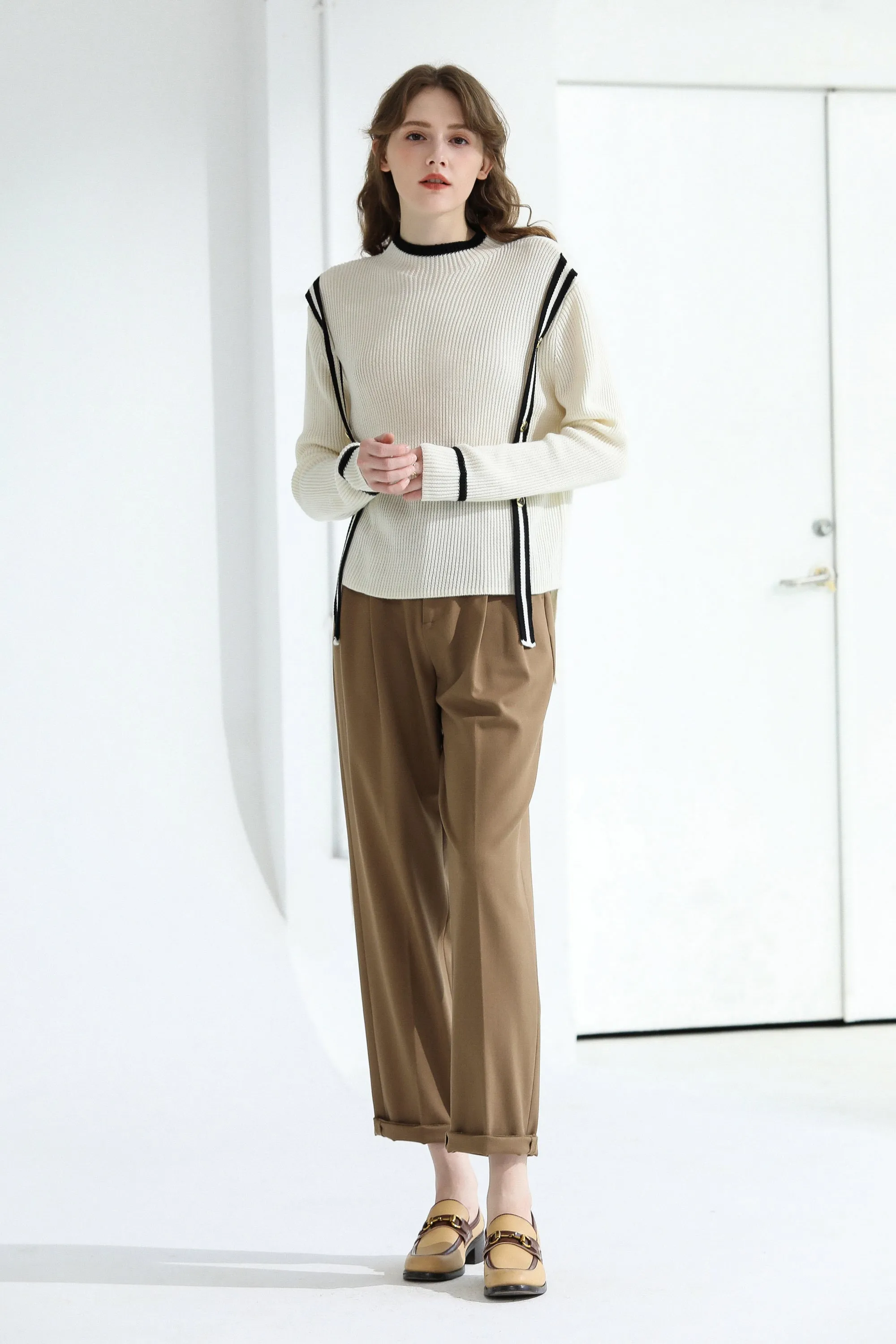 Sylphide | Enora Black Stripes Wool Sweater