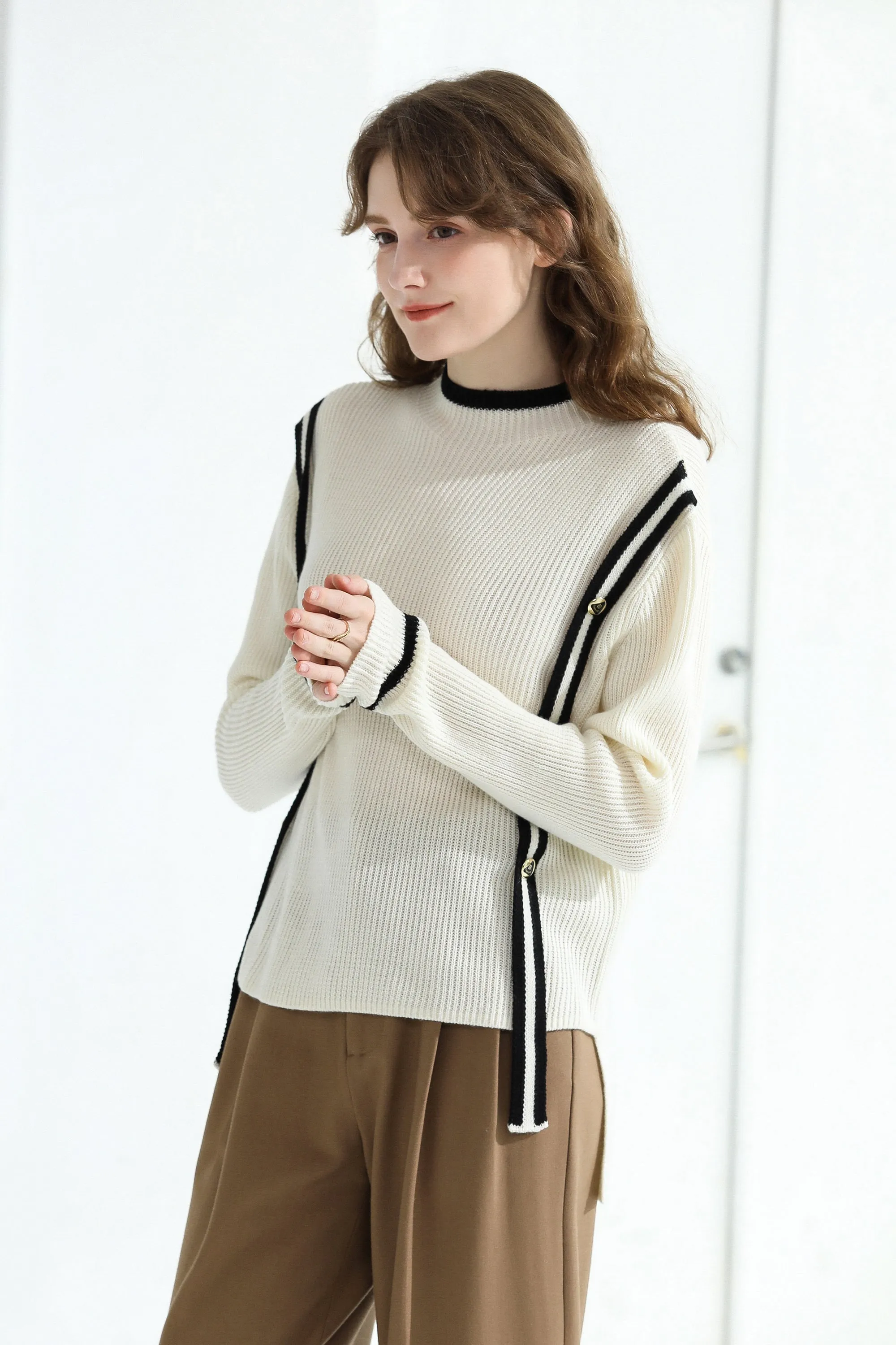 Sylphide | Enora Black Stripes Wool Sweater