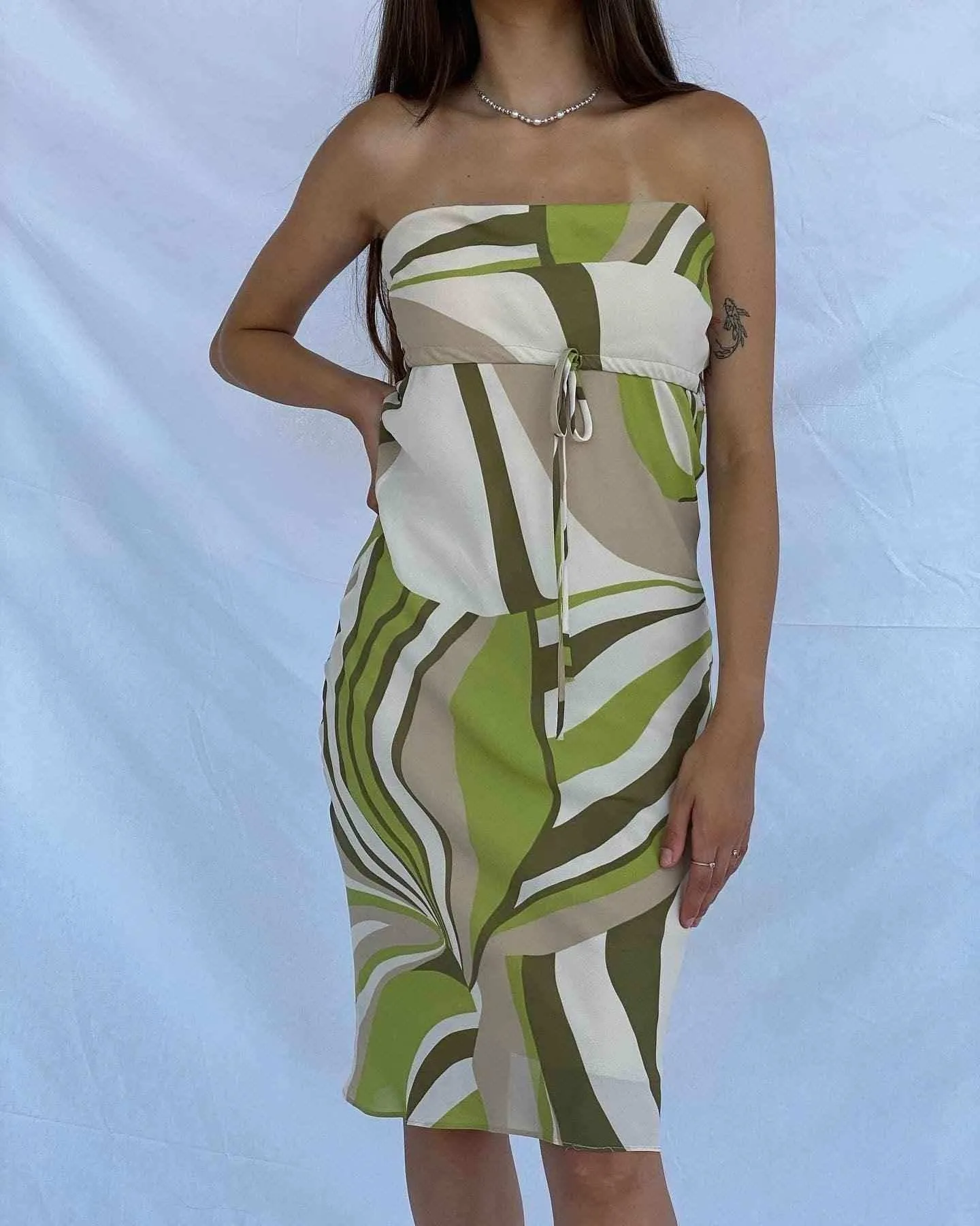 Vintage 00s Groovy LUCÉ Strapless Dress