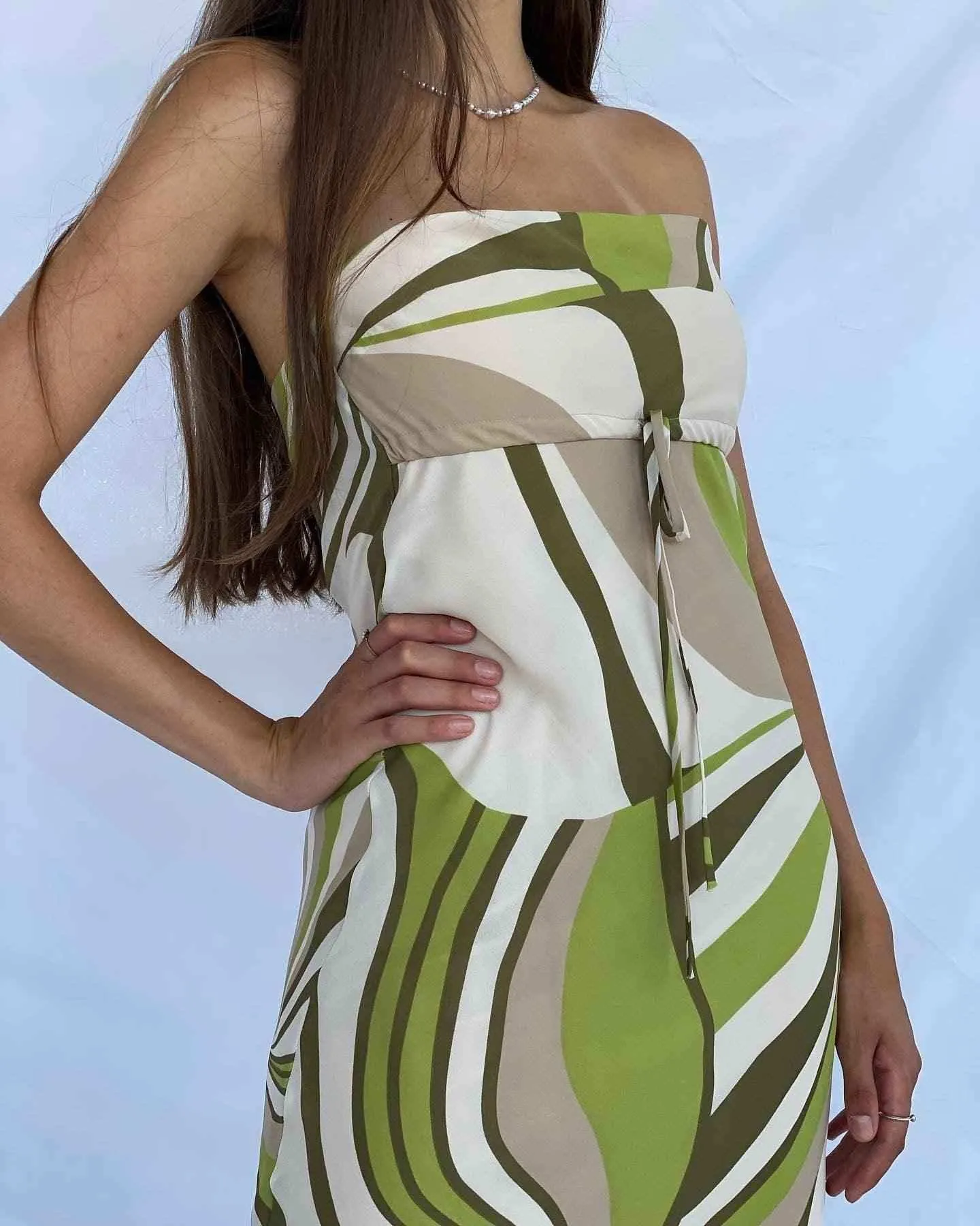 Vintage 00s Groovy LUCÉ Strapless Dress
