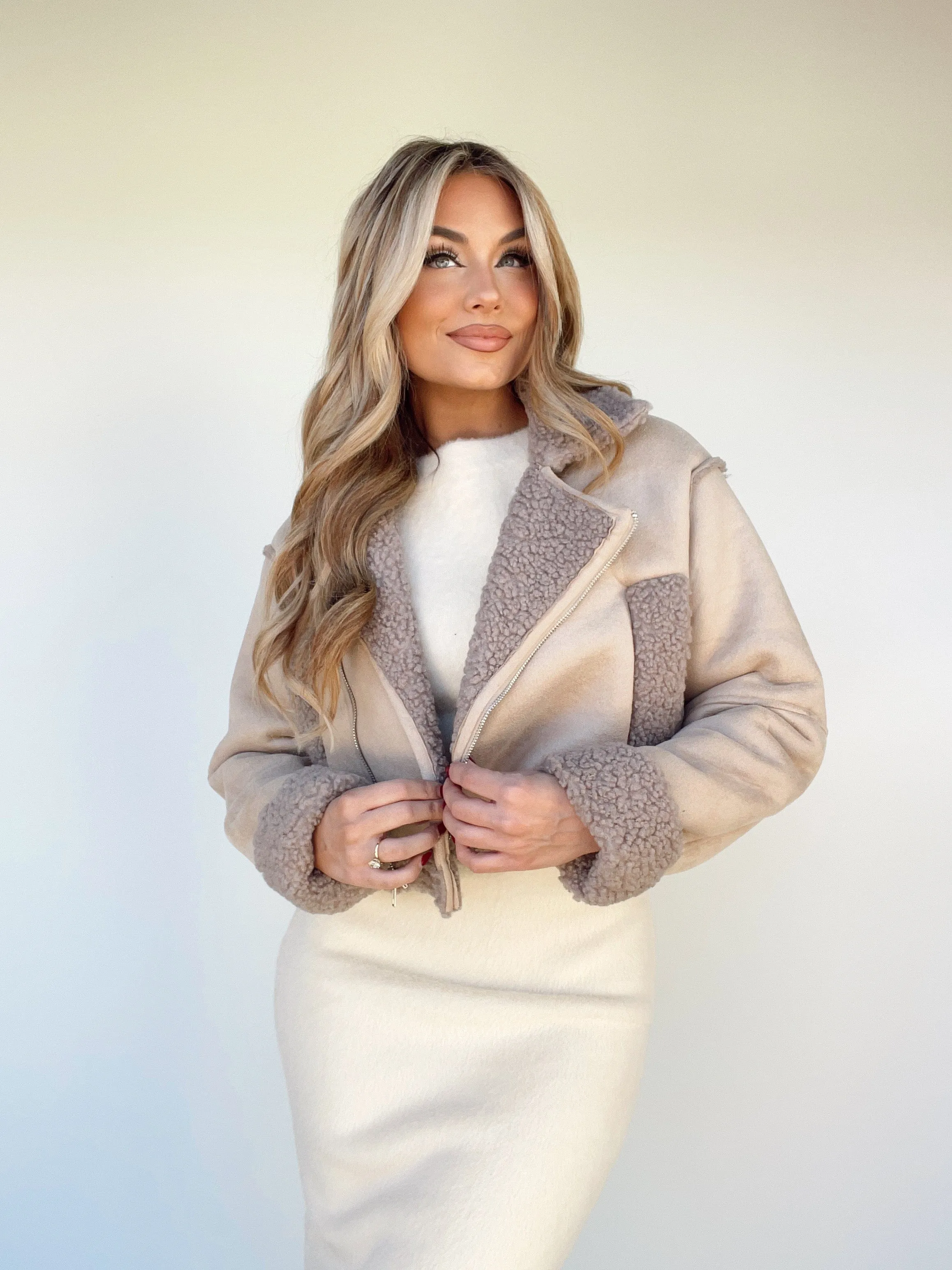 Warm Grey Sherpa Jacket