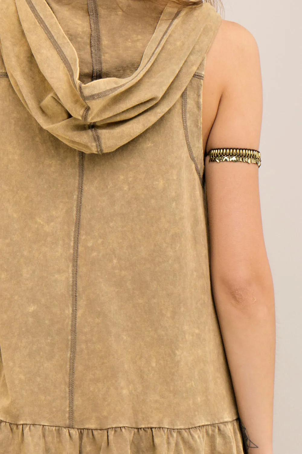 Washed Hooded Top, Olive