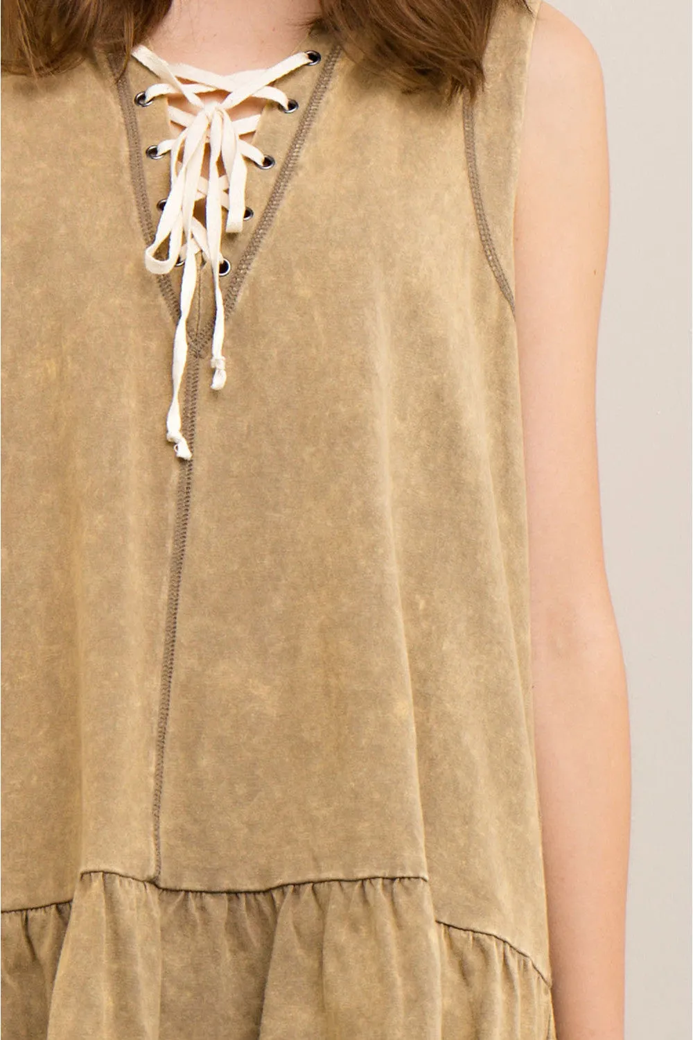Washed Hooded Top, Olive