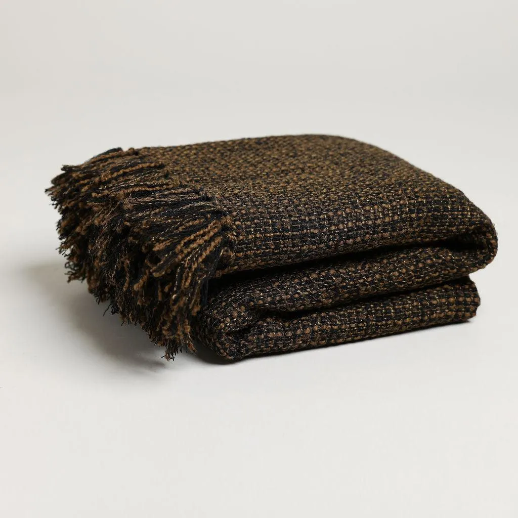 Woolen Tweed Throw Blankets 56" X 65 - 70"  3.5" TASSELS
