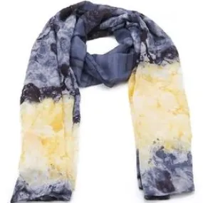 Yellow and Black Tie-Dye Effect Scarf
